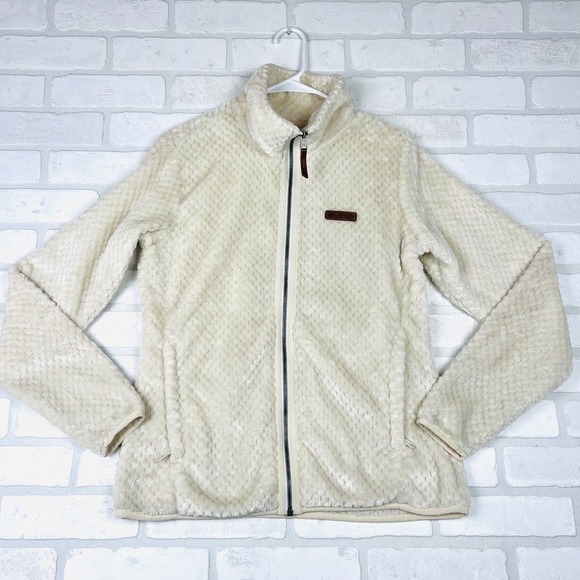 Columbia Womens Fleece Full Zip Jacket Soft Cozy Beige Medium - Picture 1 of 12